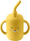 Queen Mother Baby Cup with Handles and Straw Tiger Silicone Yellow 160ml for 6m+