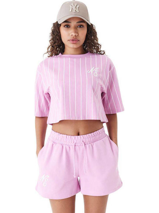 New Era Women's Athletic Crop T-shirt Striped Pink
