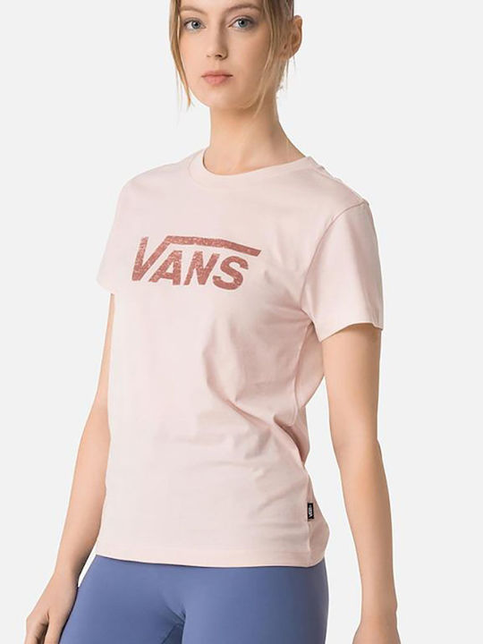 Vans Women's Summer Blouse Short Sleeve with V Neck Pink