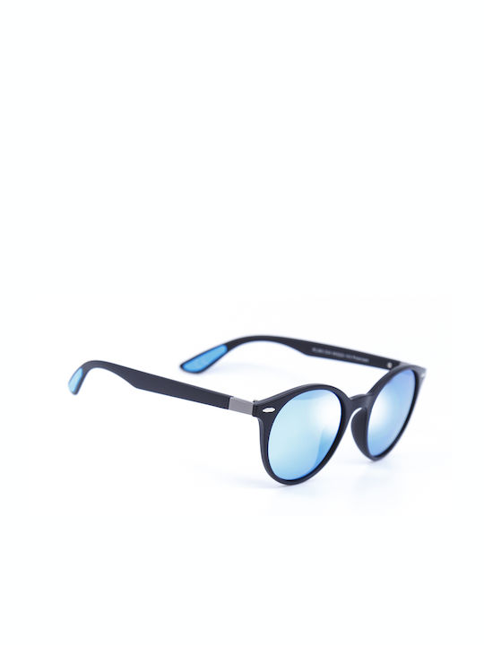 Monte Como Sunglasses with Black Frame and Blue Mirror Lens PL380 C04