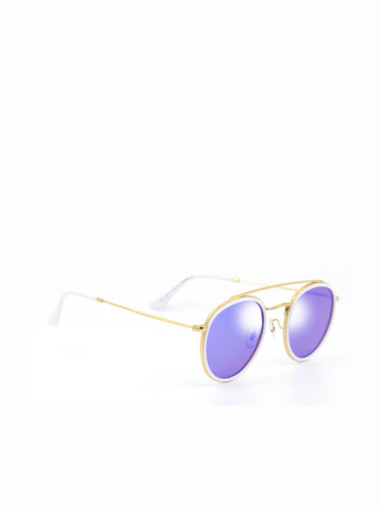 Monte Como Sunglasses with Gold Metal Frame and Blue Mirror Lens 17011 C06