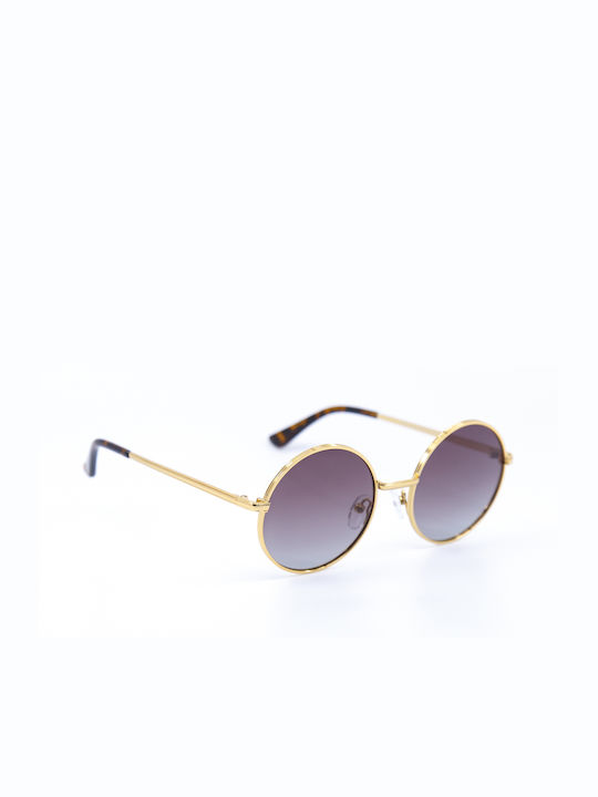 Monte Como Sunglasses with Gold Metal Frame and Purple Gradient Lens AK17104 C03