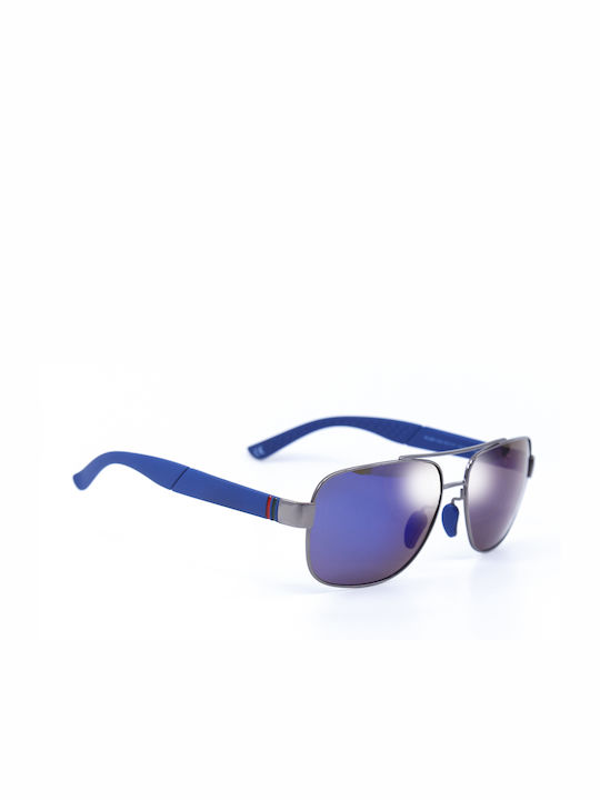 Monte Como Men's Sunglasses with Silver Metal Frame and Blue Mirror Lens PL359 C04