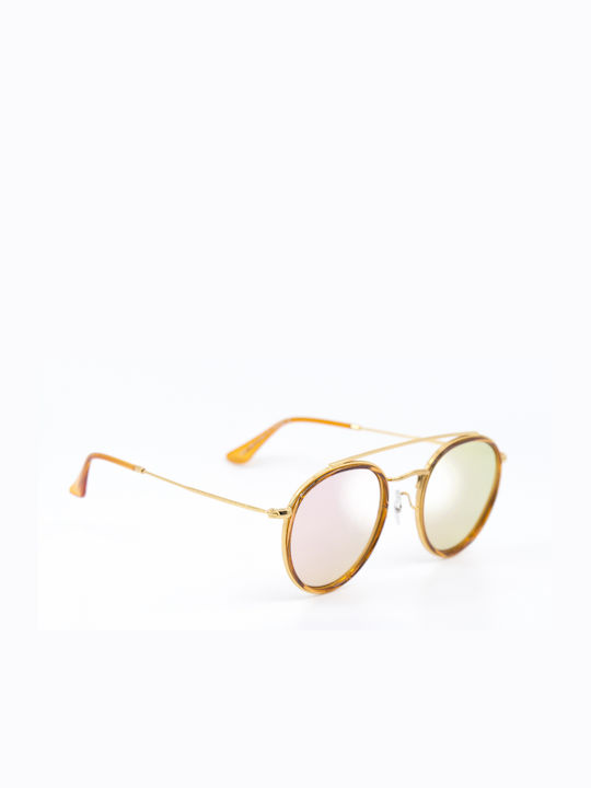 Monte Como Sunglasses with Gold Metal Frame and Pink Mirror Lens 17011 C04