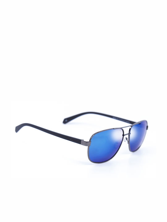 Monte Como Men's Sunglasses with Gray Metal Frame and Blue Mirror Lens PZ5009 C5