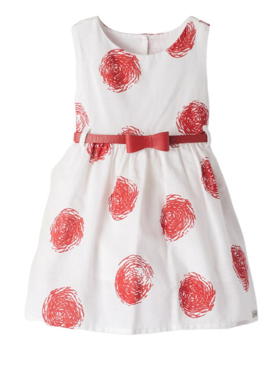 Evita Rochie pentru Copii Fără mâneci White/Red