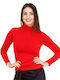 Tiffosi Women's Blouse Long Sleeve Turtleneck Red