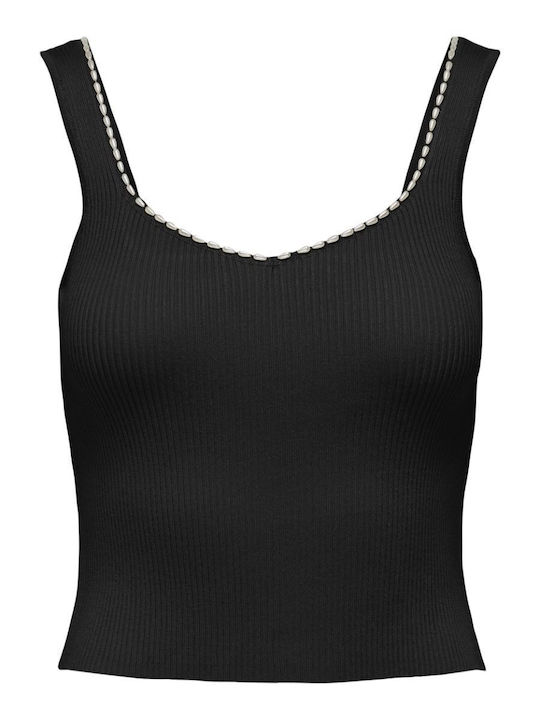 Only pentru Femei Crop Top fără Mâneci Negru