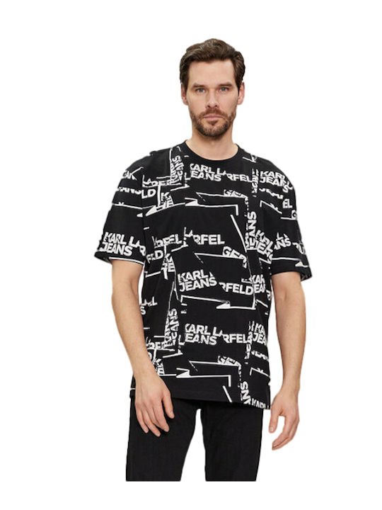 Karl Lagerfeld T-shirt Bărbătesc cu Mânecă Scurtă BLACK