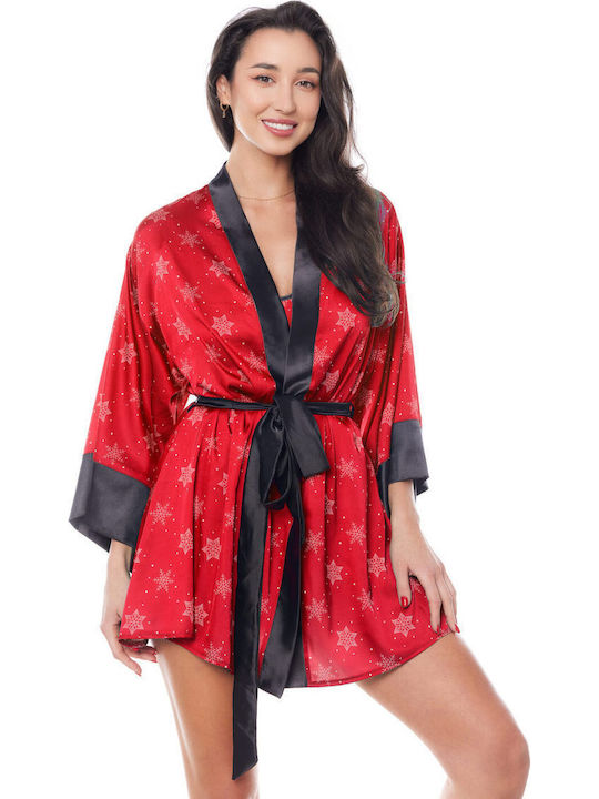 Anais Apparel Χειμερινή Γυναικεία Ρόμπα Κόκκινη