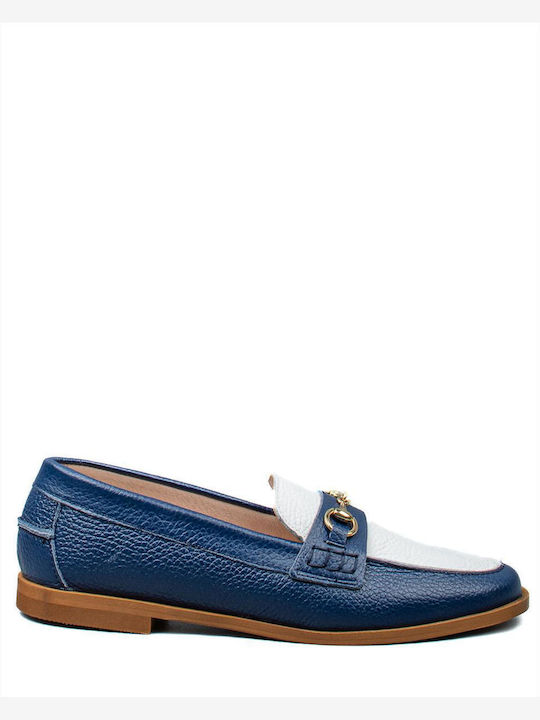 Sante Leather Women's Loafers in Blue Color