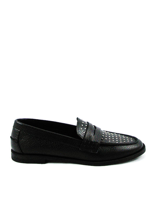 Sante Leather Women's Loafers in Black Color