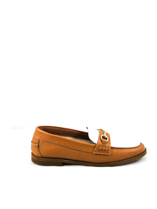Leather Women's Loafers in Tabac Brown Color