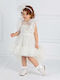 Designer's Cat White Baptism Dress made of Tulle