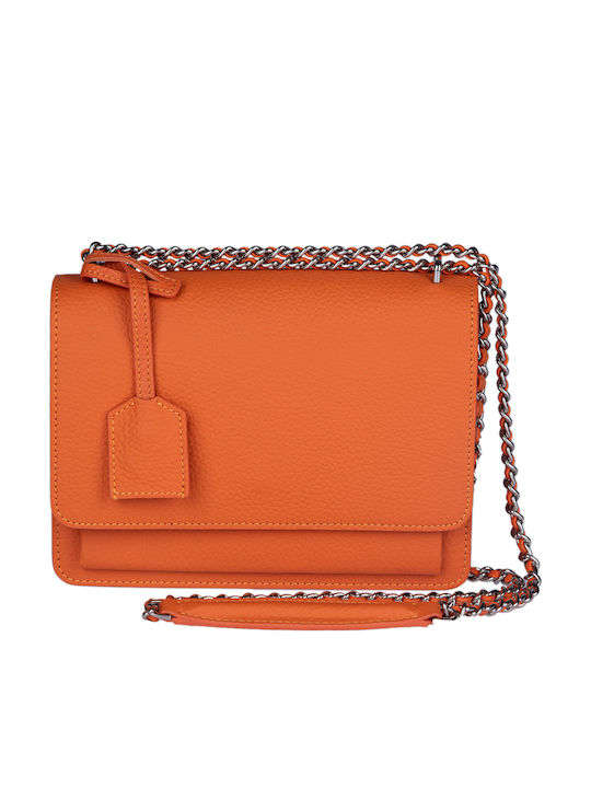 Leder Damen Schultertasche Orange