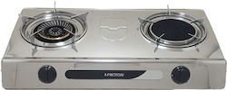 Proton Επιτραπέζια Εστία Υγραερίου Διπλή Inox
