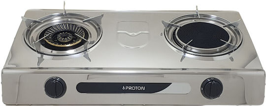 Proton Επιτραπέζια Εστία Υγραερίου Διπλή Inox