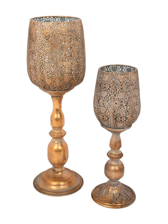 Fylliana Candle Holder Metal in Gold Color 9.5x12.5x36cm 1pcs