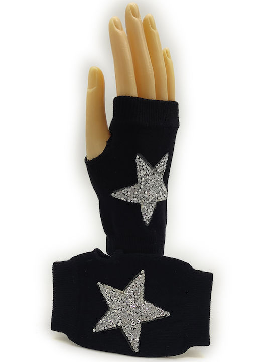 Gift-Me Women's Knitted Fingerless Gloves Black