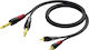 Procab Kabel 2x 6,3mm Stecker - 2x RCA-Stecker 3m Schwarz (CLA631/3)
