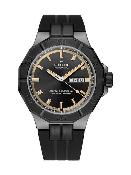Edox Delfin Men's Watch Automatic with Black Rubber Strap