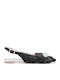 Δερμάτινες Γυναικείες Μπαλαρίνες Slingback σε Μαύρο Χρώμα