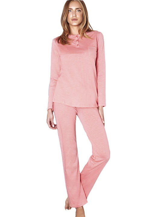 Nottingham De iarnă Set Pijamale pentru Femei De bumbac Pink