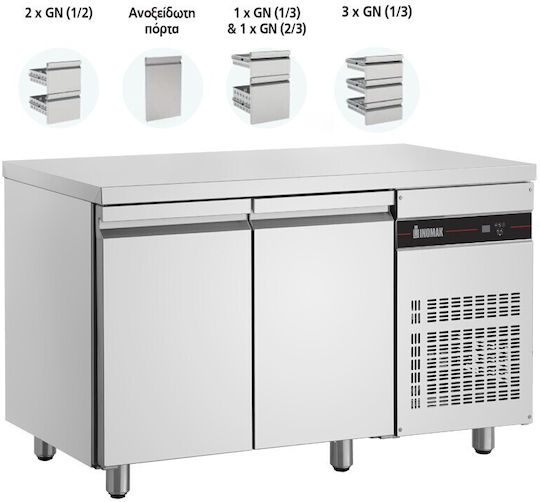 Inomak Commercial Refrigerator with 2 Doors L134.2xD70xH87.3cm