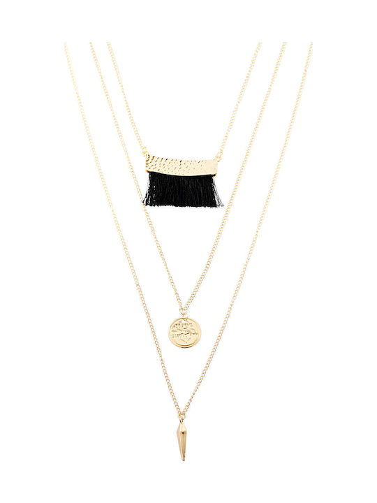 Achilleas Accessories Dreifach Vergoldete Schwarze Halskette