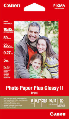 Canon Paper Plus Glossy Ii Fotopapier Plus II A6 (10x15) 260gr/m² für Drucker Tintenstrahl 50 Blätter