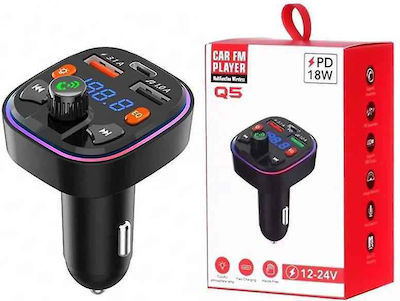 XO FM Transmitter Αυτοκινήτου Q5 με Bluetooth / Type-C / USB