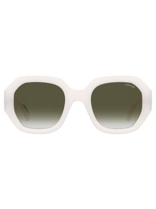 Levi's Women's Sunglasses with White Plastic Frame and Green Gradient Lens LV1066/S VK6/9K