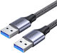 Ugreen USB 3.0 Cable USB-A male - USB-A male Γκρι 1m US373