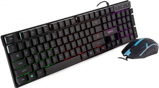 Spacer SP-GK-01 Set Gaming Tastatur mit RGB-Beleuchtung & Maus (Englisch US)