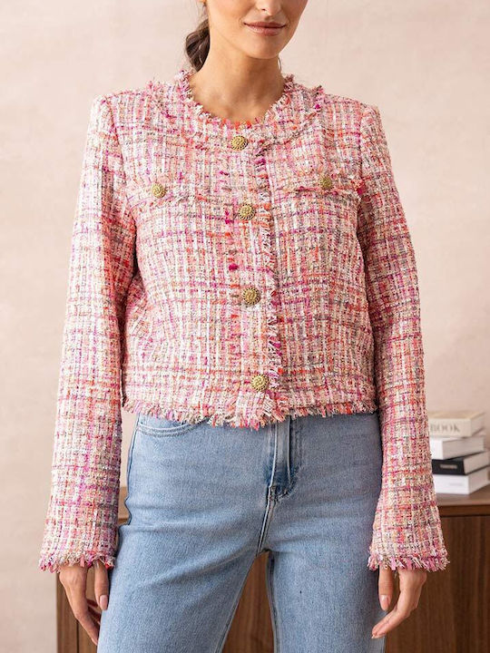 Cuca Short Women's Tweed Blazer Pink