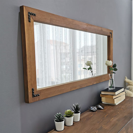 Aberto Design Wandspiegel mit Braun Hölzernes Rahmen 110x50cm 1Stück