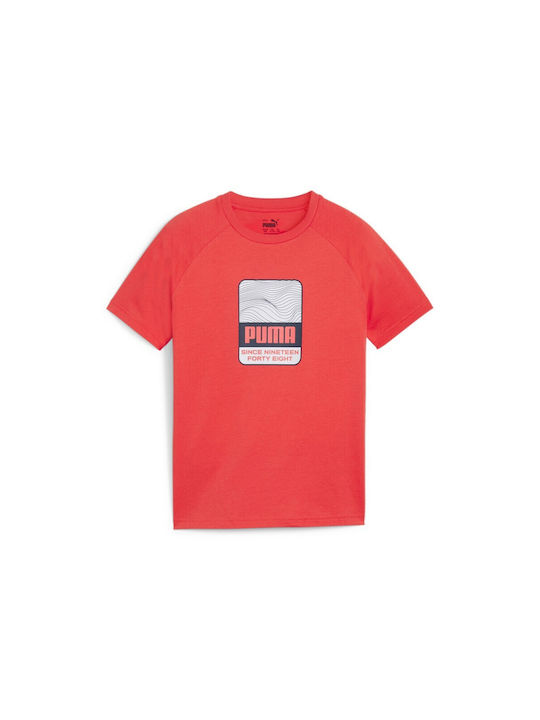 Puma Kids' T-shirt Red Active Sports Graphic Style