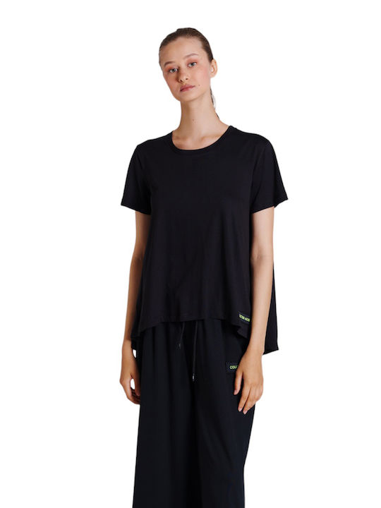 Collectiva Noir Women's Athletic Blouse Short Sleeve Black