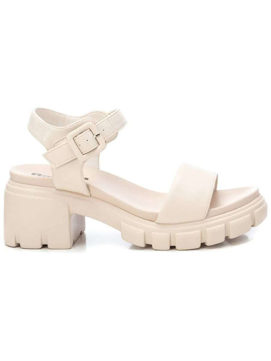 Refresh Damen Sandalen mit mittlerem Absatz in Beige Farbe