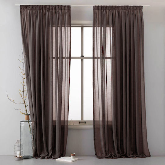 Saray Home Window Curtain With Brown Pencil Pleat 280x140cm