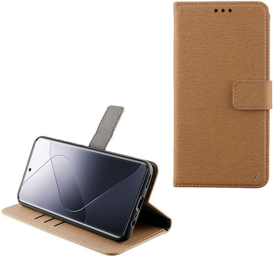 Volte-Tel Buchen Sie Synthetisches Leder Gold (Xiaomi 14 Pro)