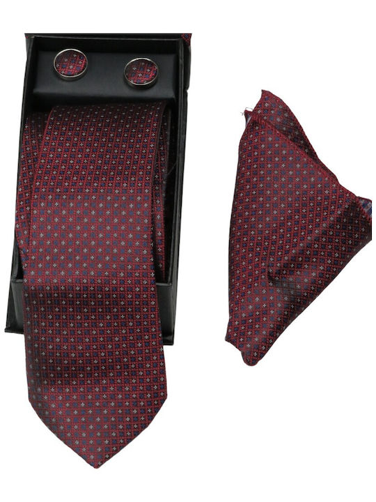 Privato Men's Tie Set in Burgundy Color