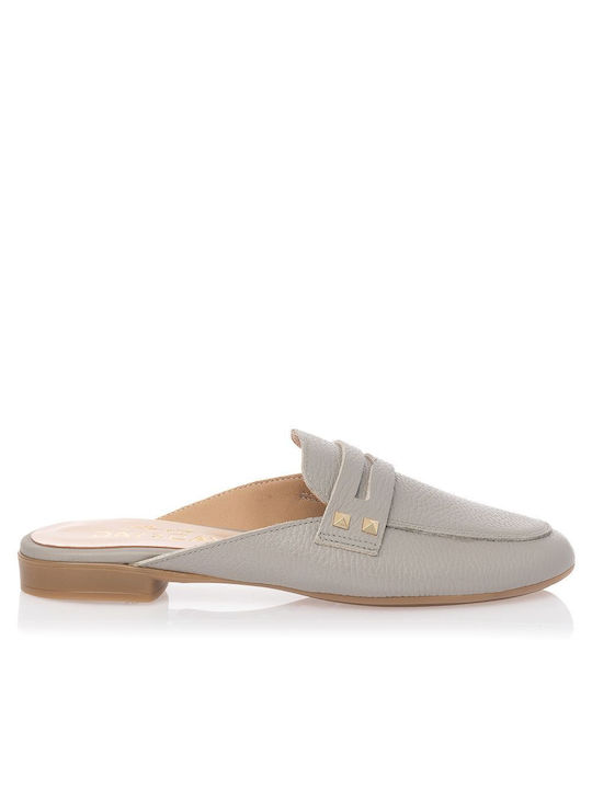 Sante Flat Leather Mules Gold