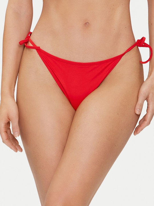 Calvin Klein Bikini Bottoms Slip with Laces Red