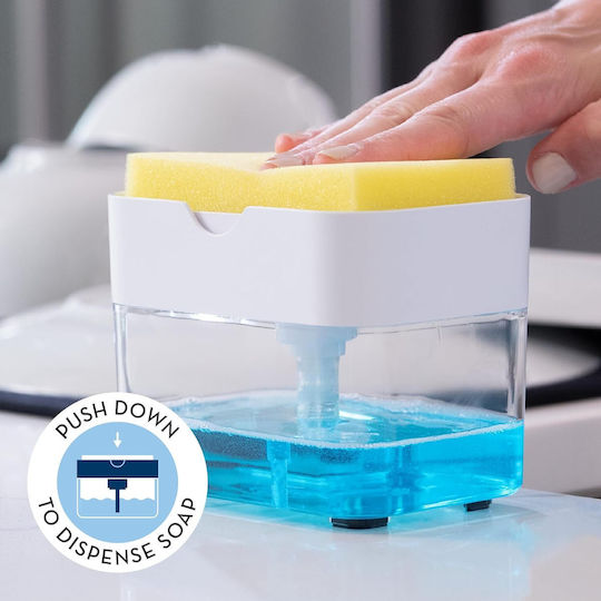 Δοχείο Dispenser Κουζίνας Πλαστικό με Θήκη για Σφουγγάρι Λευκό
