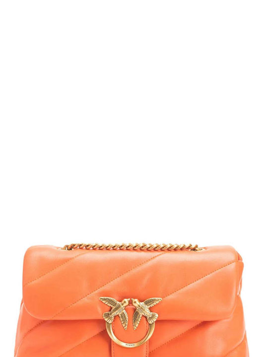 Pinko Love Classic Puff Din piele Geantă de damă Crossbody Portocalie