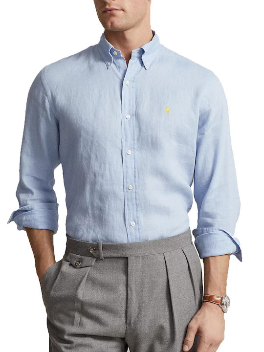 Ralph Lauren Men's Shirt Long Sleeve Linen Blue...