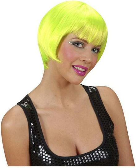 Αξεσουάρ Rave Wig Αποκριάτικη Περούκα Καρέ Κίτρινη