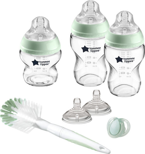 Tommee Tippee Σετ Γυάλινα Μπιμπερό Closer To Nature Κατά των Κολικών με Θηλή Σιλικόνης για 0+ μηνών Πράσινο 150ml 7τμχ