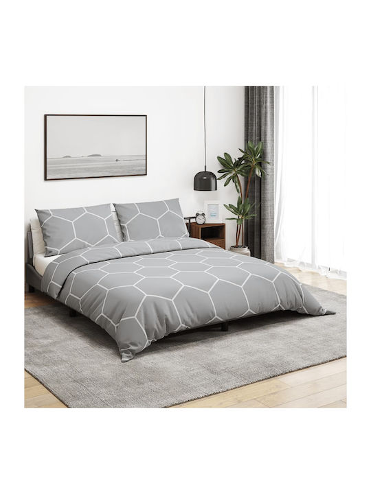 vidaXL Set Husă de Pilotă Bumbac King Size cu 2 Fețe de Pernă 260x220 Gri